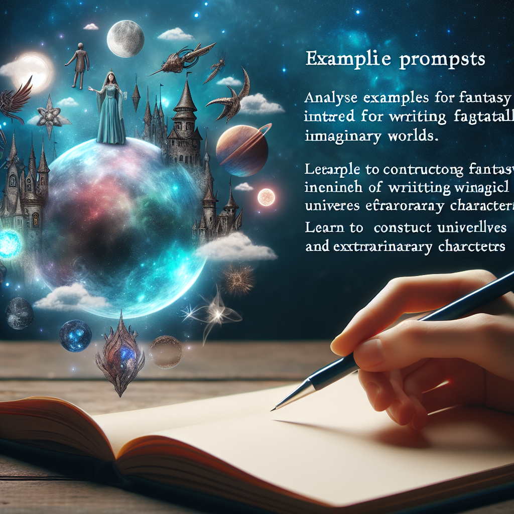 Analiza ejemplos de prompts destinados a la escritura de historias de fantasía y mundos imaginarios. Aprende a construir universos mágicos y personajes extraordinarios.